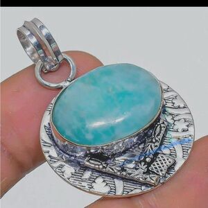 Handmade 925 Sterling Silver Amazonite Pendant